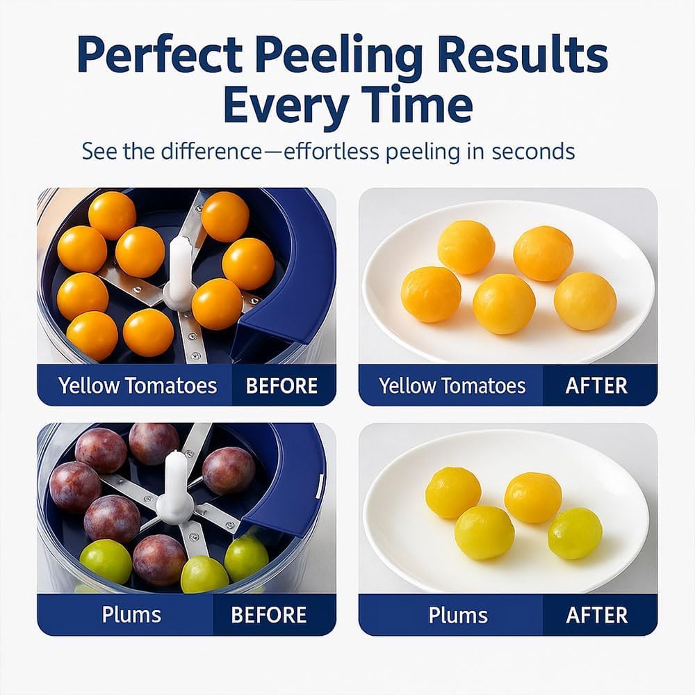 Quick Peel Pro – Automatic Cordless Peeling Machine for Grapes, Garlic & Cherry Tomatoes