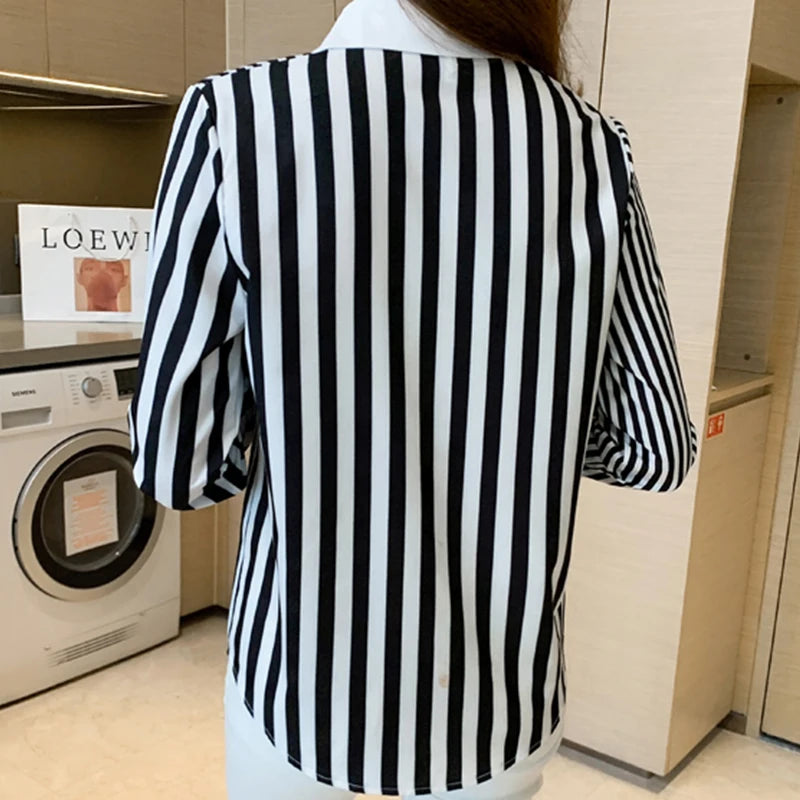 Fashion striped printing ladies shirts Women's Blouses Spring Autumn Long Sleeve Shirts Tops Blusas Mujer