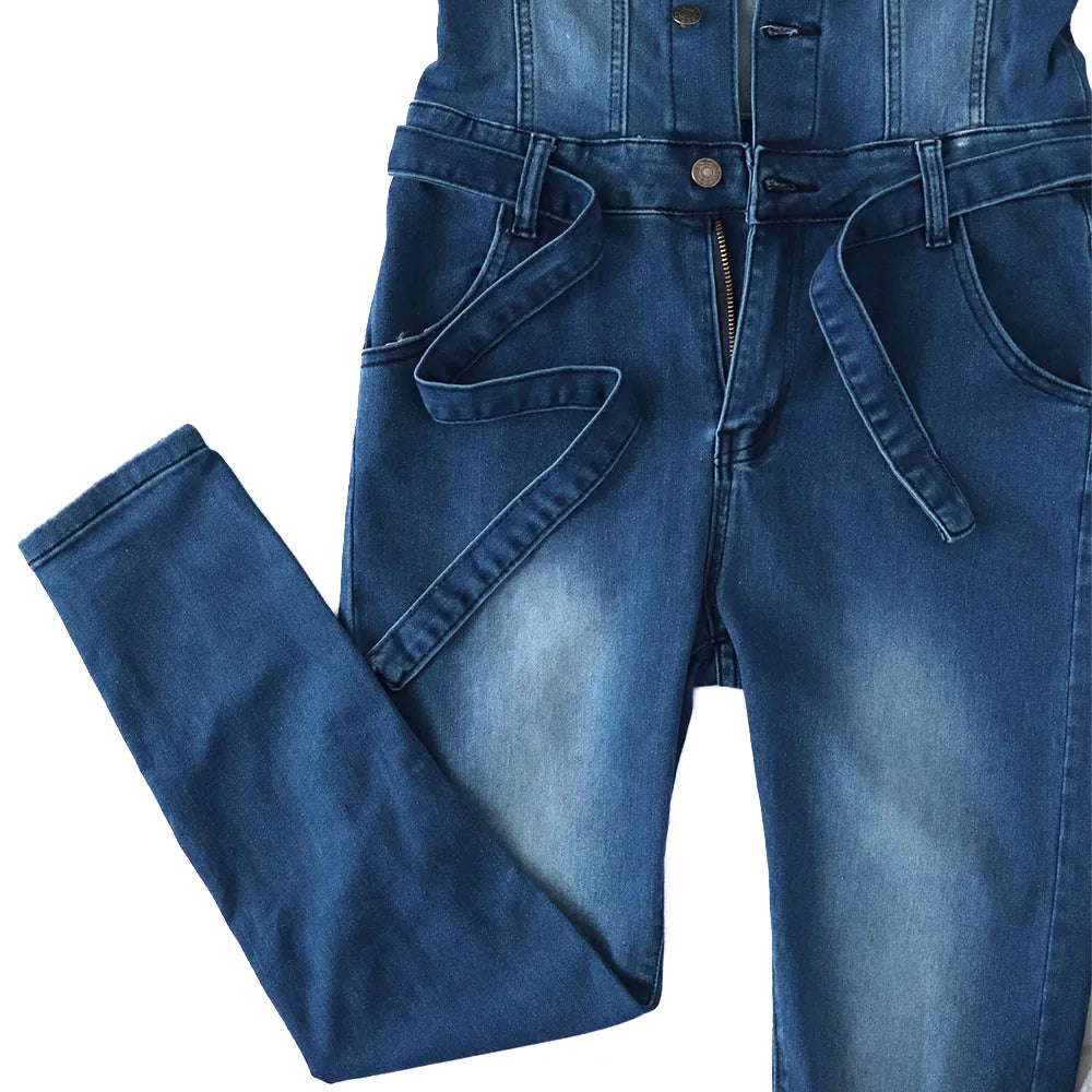 stretch jeans jumpsuit fashionable quality nail bead silver bead decoration