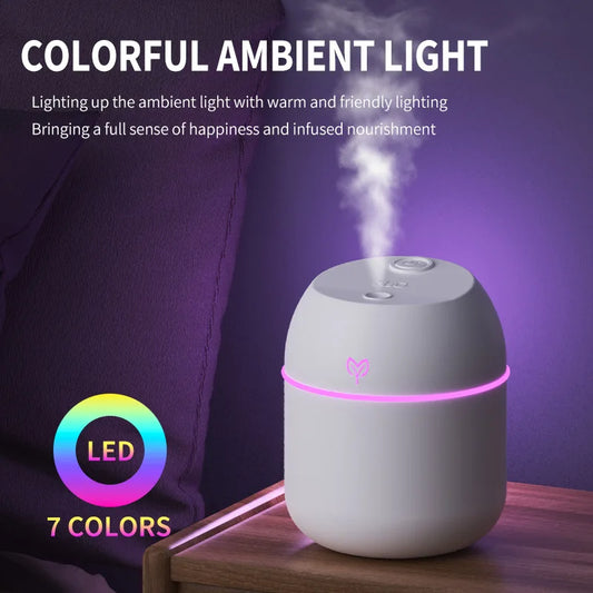 Portable USB Ultrasonic Air Mini Humidifier Essential Oil Diffuser Car Purifier Aroma Anion Mist Maker with LED Lamp Lighting