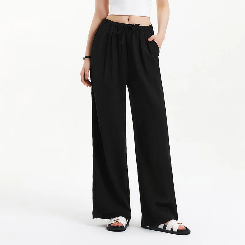 Semir Casual Pants Women Long Pants Relaxed Fit 2025 New Summer Elastic Waist Wide Leg Minimalist for Daily Comfortable Wear