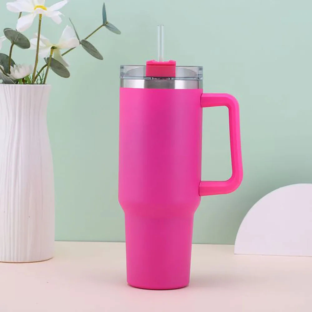 Mug Tumbler 40oz with Straw Handle Coffee Insulated 304 Stainless Steel Car Cup Keeps Cold Beer with Lids Tumbler Thermos Cup