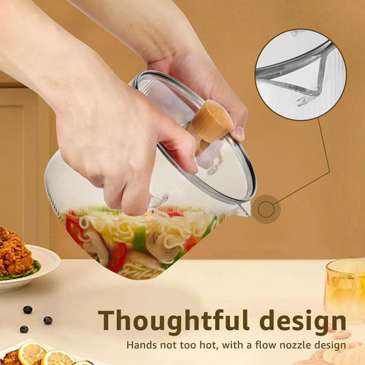 1600ML/2300ML Glass Cooking Pot Transparent Borosilicate Glass Simmer Pot with Lid Multifunctional Stew Pots for Cooking Kitchen
