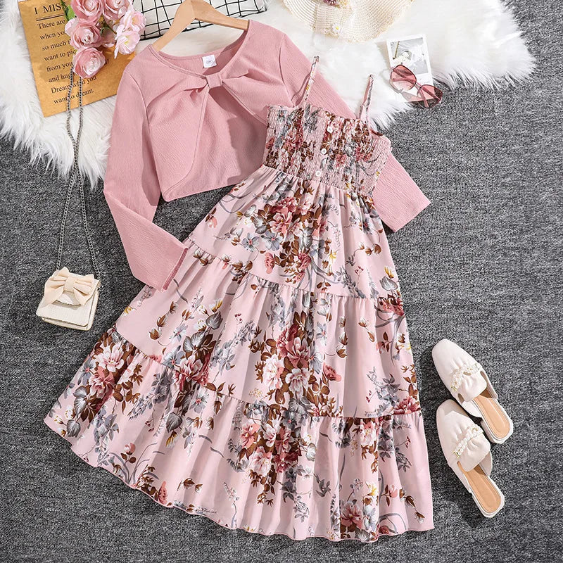Girls Dress Summer 4-12 Years Flowers Sleeveless Fashion Elegant Little Princess Dress Birthday Dance Party Gifts Kids Clothes