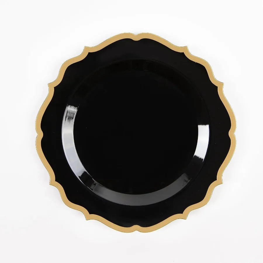 32Piece Elegant Disposable Plastic Plates Combo Set for Sophisticated Events: Includes 16 HeavyDuty Dinner Plates and 16 Stylis