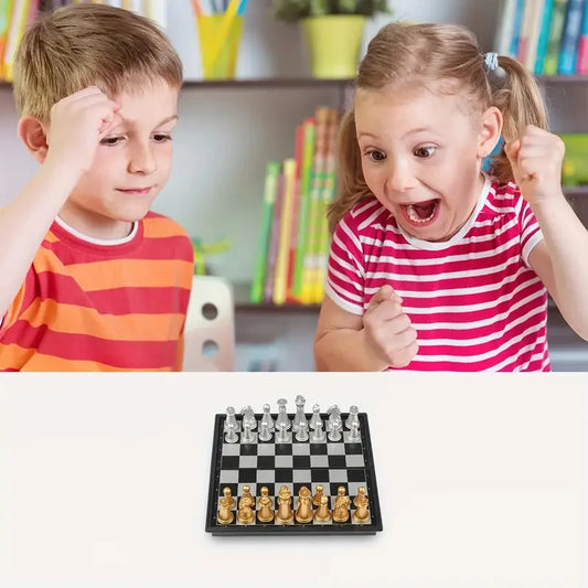 Mini Magnetic Chess Board Games, Small Portable Folding Chess Classic Backgammon Checkers Travel Set Toys for Kids Adult Gift