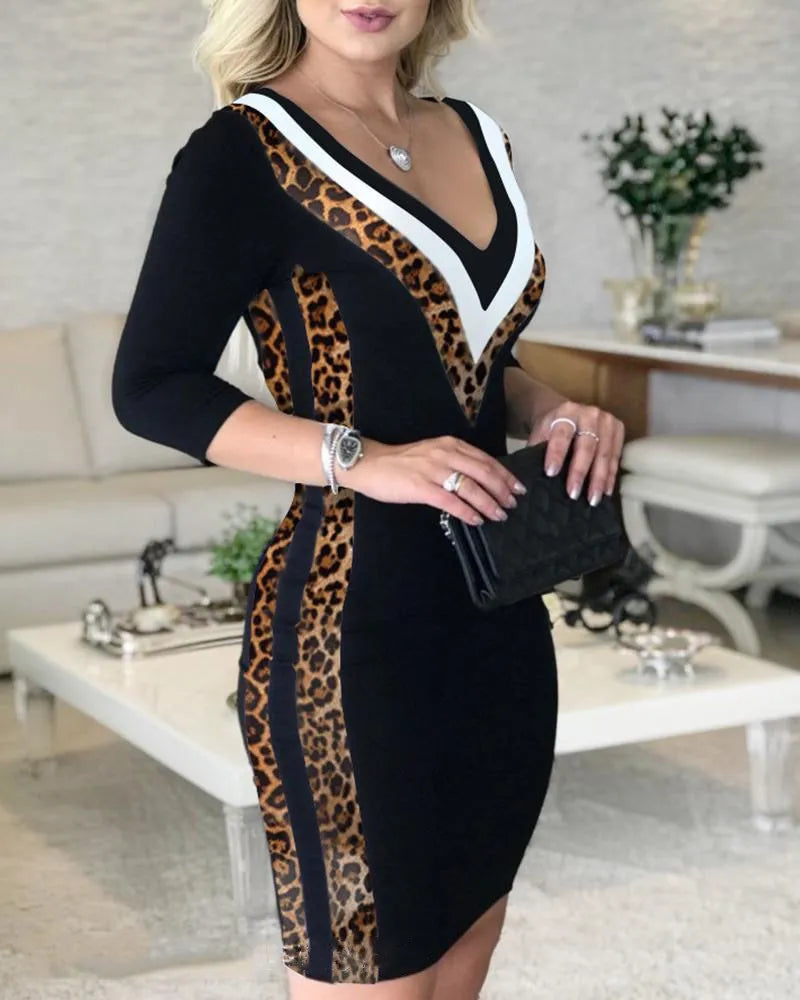 Elegant V-Neck Bodycon Dress for Women, Sexy Tight Fitting Party Dress, Slim Fit Clubwear, Evening Gown
