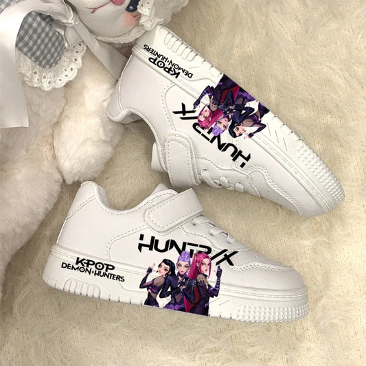 Kids KPOP Casual Shoes 2026 Children's New Fashion Hunters Printed Sport Shoes Girls White Anti-slip Outdoor Breathable Sneakers