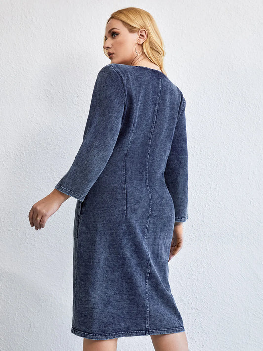 Women Plus Size Knitted Spring And Autumn Fashion Dress