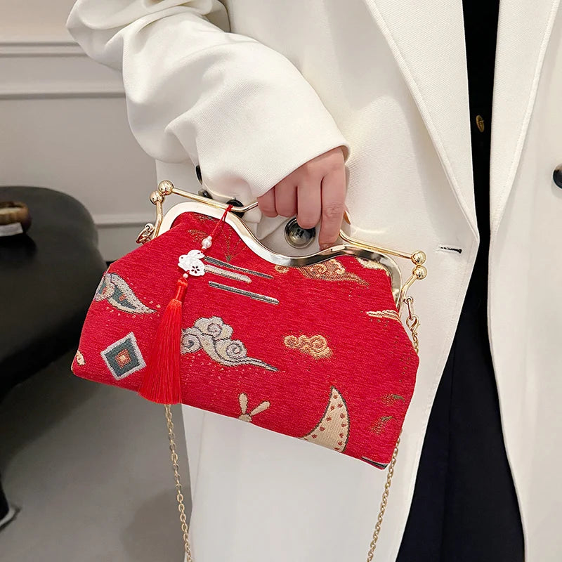 Luxury Evening Vintage Fringe Clutch Bag Women Bride Wedding Clutch Purse Chain Shoulder Crossbody Bags Party Fashion Handbag