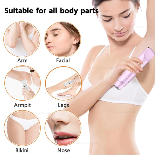 Electric Razor Woman Shaver Painless Mustache Epilator Leg Bikini Body Hair Trimmer for Women Facial Epilator Hair Remover