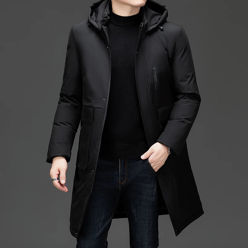 High End Long Thicken Winter New Brand Casual Fashion Hooded Parka Jacket Heavy Windbreaker Outdoor Windproof Coats Outerwear