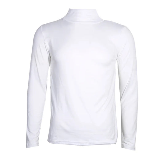 Men's Solid Color Turtleneck T-Shirt Spring Casual Long Sleeve Basic Bottoming Shirt Fashion Solid Color Slim-Fit Tops Plus Size