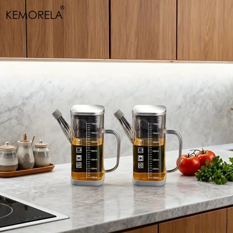 Kitchen Oil Dispenser Bottle, 700ml Olive Oil Pourer for Cooking Salad Dressing BBQ, Leak-Proof Precision Pourer With Scale