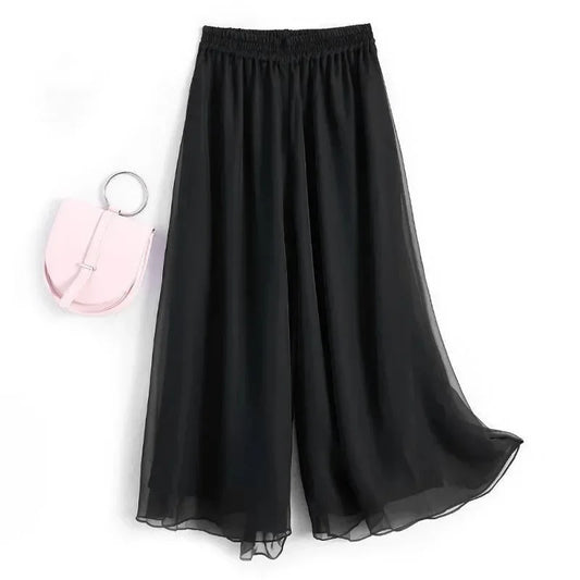 Casual Wide Leg Pants Women's Loose Fit Summer Thin High Waist Slimming Tencel Wide Leg Trousers White Color Fashionable