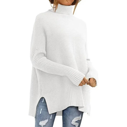 Loose Fashionable High Collar Batwing Sleeve Sweater Women's Lazy Style Knittedwear Autumn Winter Cross-Border Long Sleeve Top