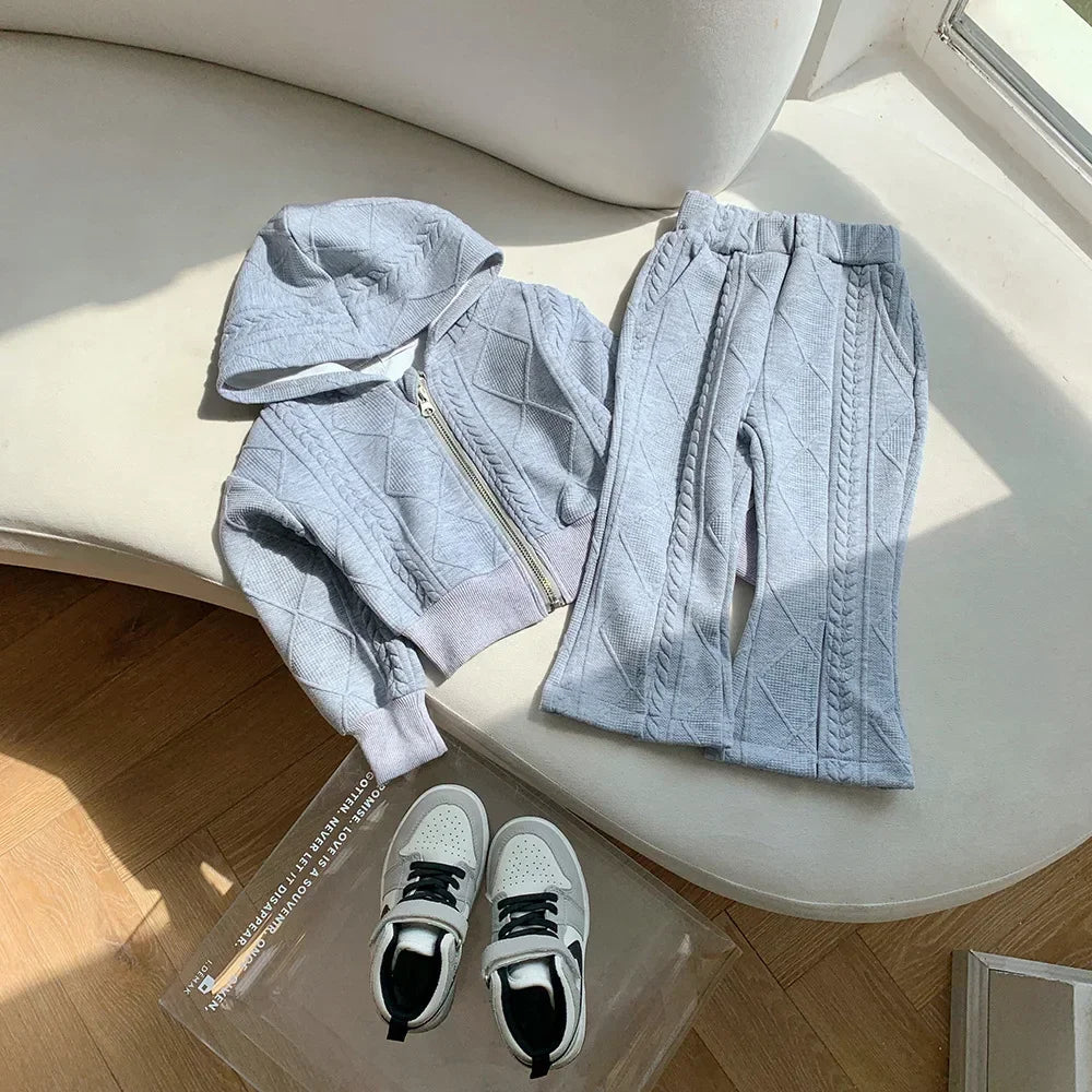 Children's Clothing Sets Long Sleeved Hooded Top + Flared Pants 2pcs Girl Clothes Kids Boutique Clothes 2 To 8 Years
