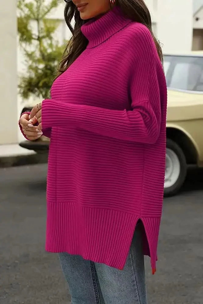 Loose Fashionable High Collar Batwing Sleeve Sweater Women's Lazy Style Knittedwear Autumn Winter Cross-Border Long Sleeve Top