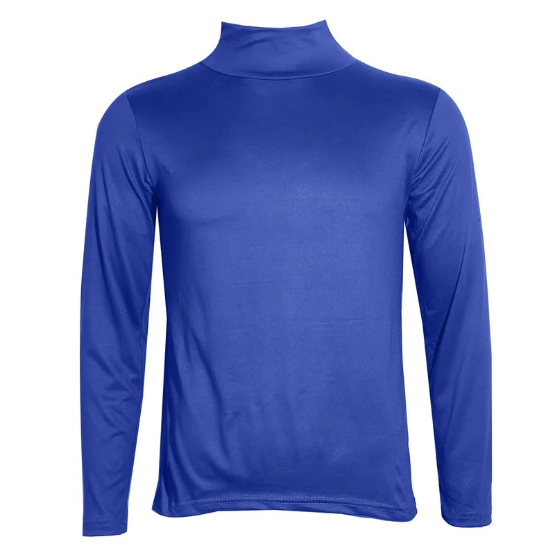 Men's Solid Color Turtleneck T-Shirt Spring Casual Long Sleeve Basic Bottoming Shirt Fashion Solid Color Slim-Fit Tops Plus Size