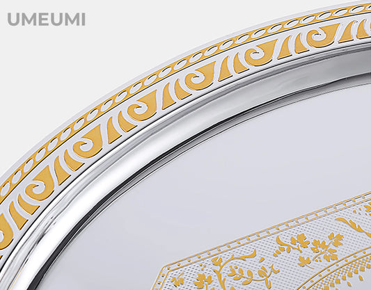 European Style Golden Metal Decorative Tray For Tea Coffee Table With Handle Oval Mirror Serving Tray provide luxury hospitality