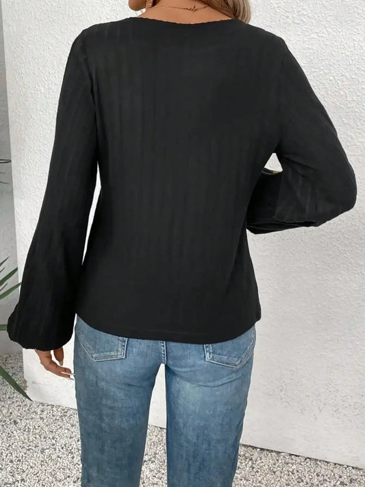 Plus Size 1XL-5XL Women Long Sleeve Breathable Semi-Sheer T-Shirt Women Fashion Elegant V-Neck Lace Cut-Out T-Shirt