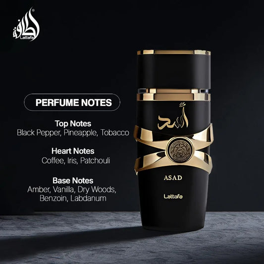 Lattafa Asad Eau de Parfum Spray 100ml Original Arab Perfumes Lasting Oriental Fragrance Pheromones Perfume Cologne for Men Gift