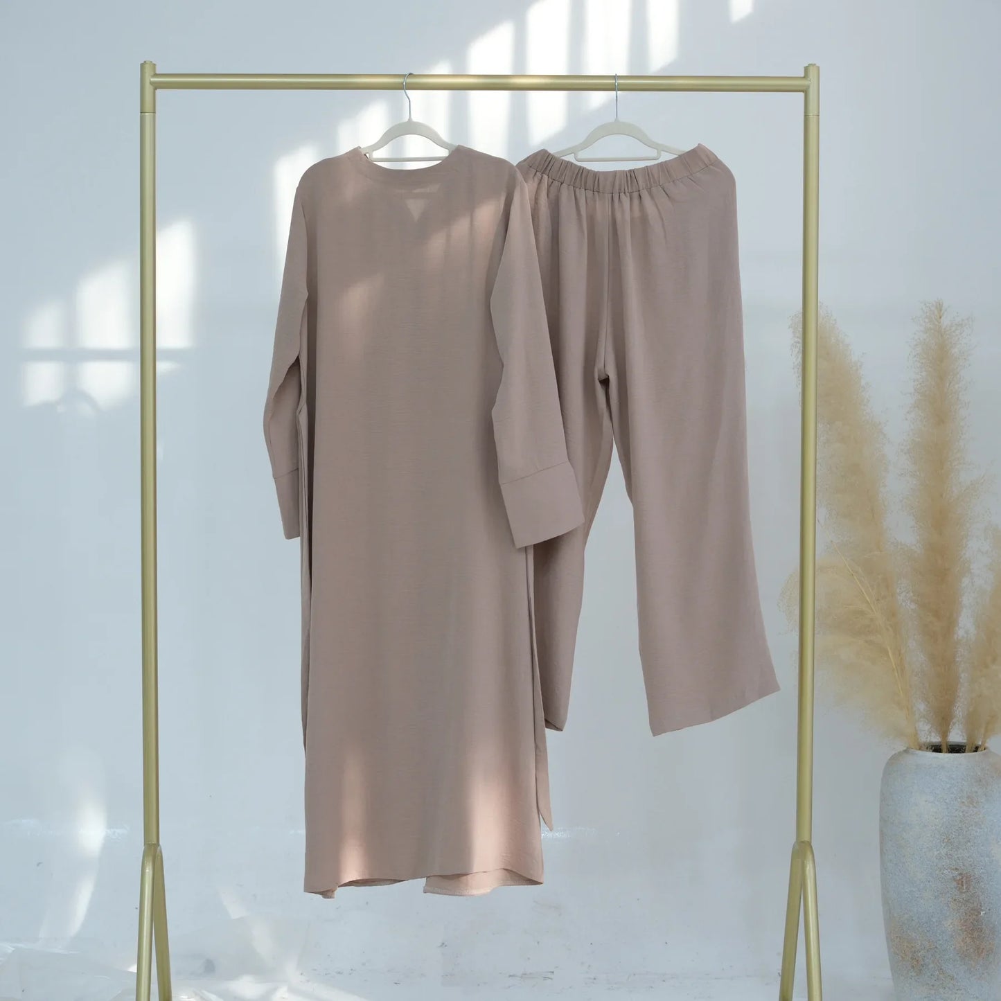 Two Piece Muslim Sets for Woman Ramadan Dubai Modest Abaya Dress Islamic Femme Vacation Travel Outfit Fashion Turkey Robe 2025