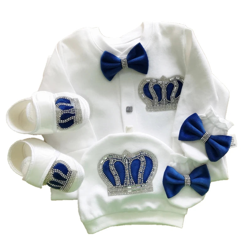 Dollbling Boy Baby Set Clothing Personalized Outfit Custom Baby Clothes Spring Angle Wing Lace Embroidery 4Pcs Layette