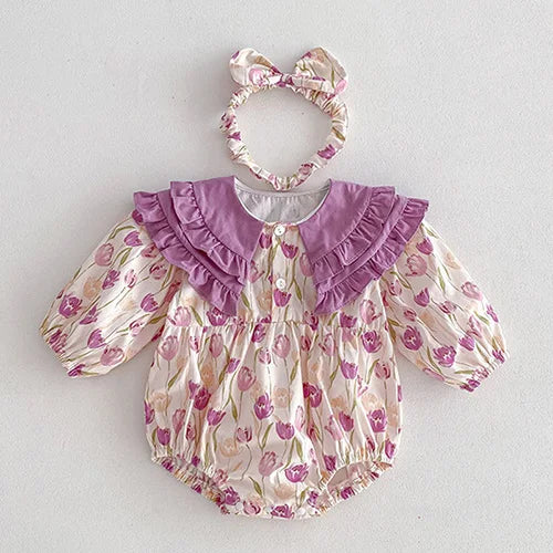2025 New Autumn 1-5Yrs Girl Party Dress Baby Girl Romper Long Sleeved Cotton Splicing Kids Princess Dresses Sister Clothes