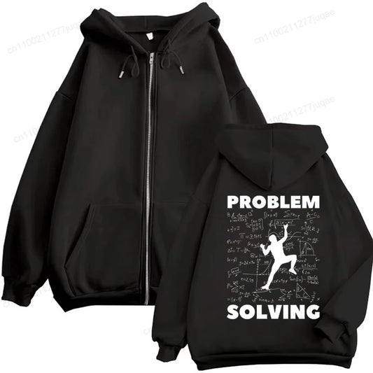 Problem Solving Math. Rock Climbing Funny Men Zip Up Hoodies Harajuku Hoodies Climbing Fashion Zip Hoody Zipper Fleece Tracksuit