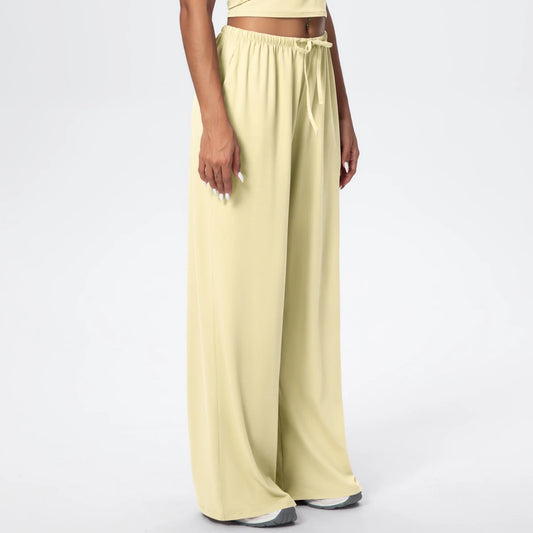 Women Quick Drying Wide Leg Yoga Pants Loose Yoga Pants High Waist With Pockets Fitness Sport Gym Workout Drawstring Full Length