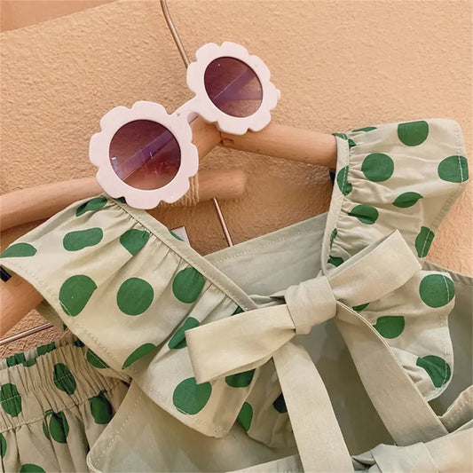 Bear Leader Girls Summer Sleeveless Suit 2023 New Summer Girls Fashion Korean Version of The Cute Polka Dot Girls Two-piece Suit