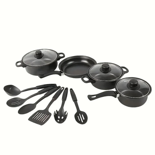 13PCS Nonstick Cookware Set Induction Compatible Pots Pans Frying Pan with Utensils for Kitchen Outdoor Cooking