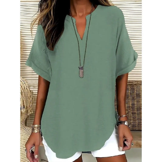 Women's Casual Color Short Sleeve Shirt Spring 2026 Princes Sleeve Other Material 100% Deformation Resistant Fashion