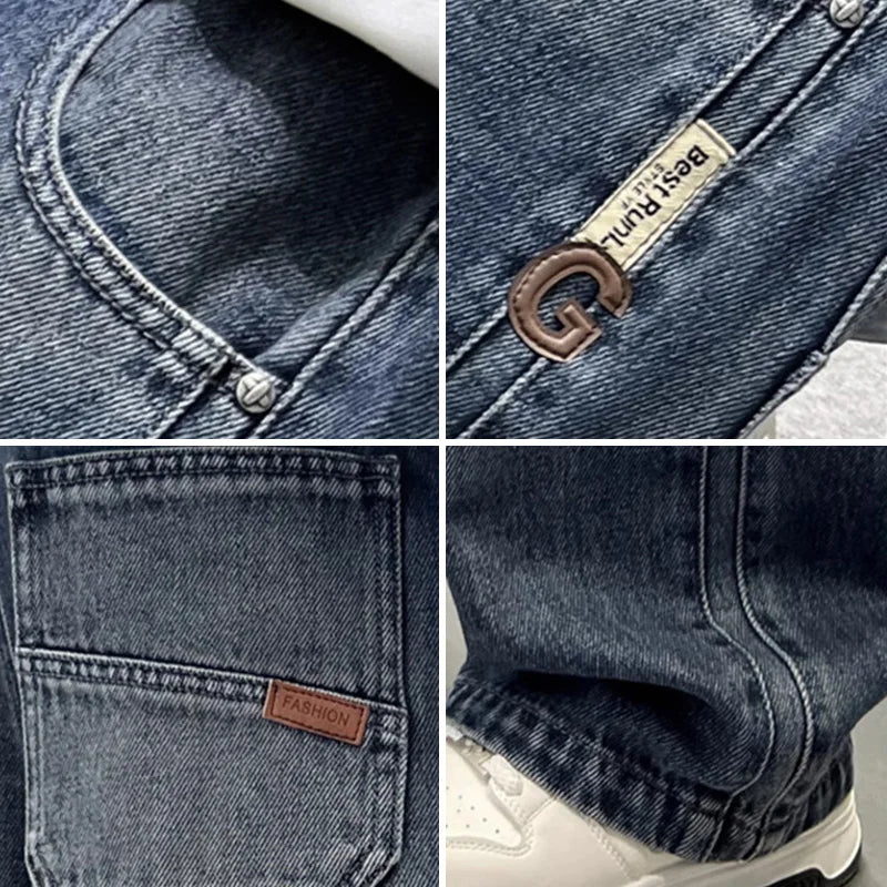 Boys Wide-leg Jeans 5-14 Years Spring Autumn Fashion Cool Casual Sports Denim Straight Pants for Kids Loose Trousers