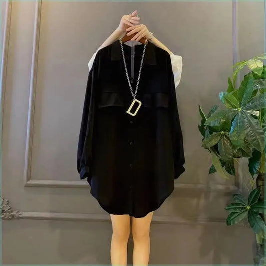 Women's Clothing 2025 Spring/Summer New Popular Item Lapel Long Sleeved Double Pocket Cover Loose Slimming Shirt Top For Women