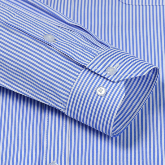 Men's Long Sleeve Striped Dress Shirts, Regular Fit Comfy Cotton Blend Business Office Casual Button-up Shirts with Front Pocket