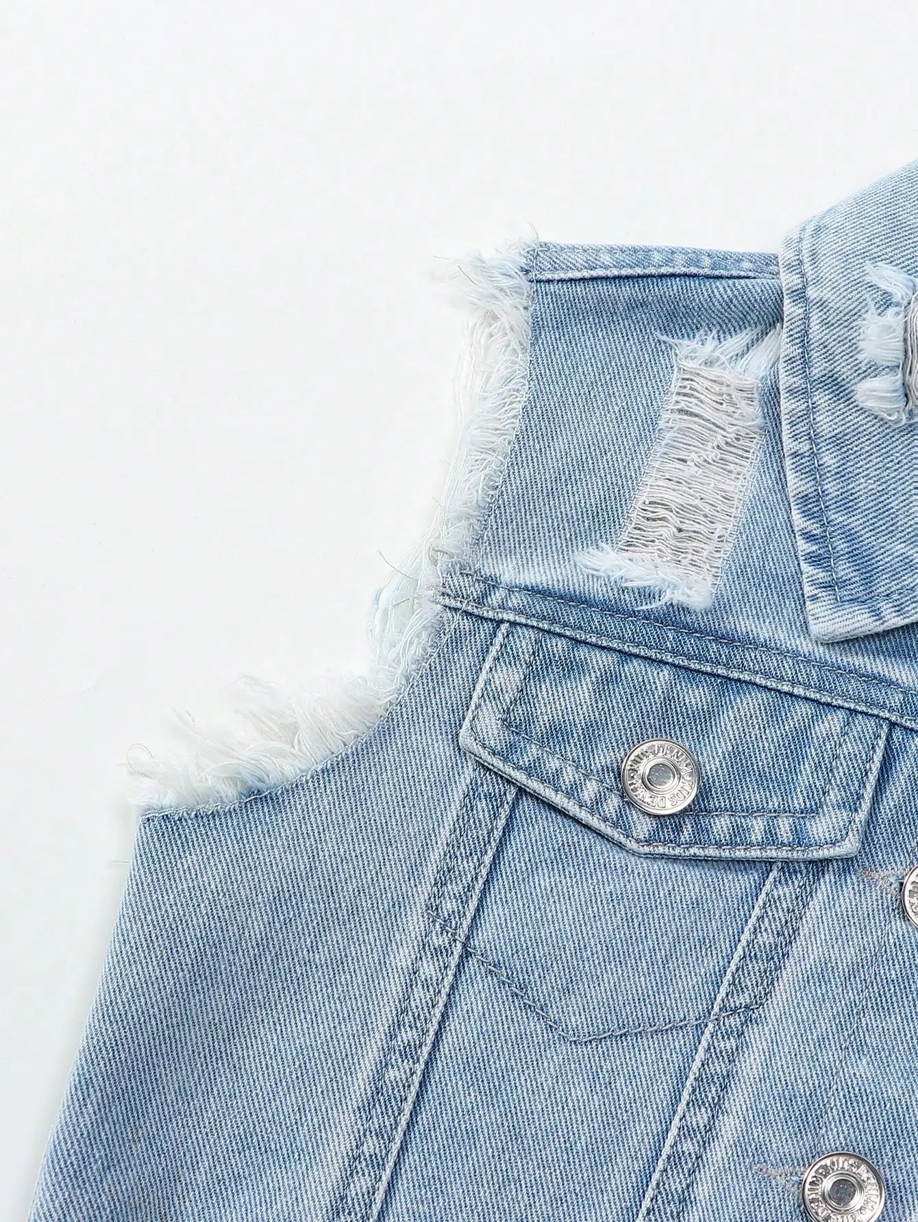 Girls Casual Style Sleeveless Top with Distressed Denim Skirt Set - Trendy Outfit for Kids
