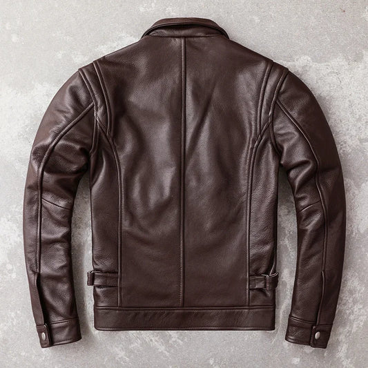 New Casual Real Cowhide Genuine Leather Jacket Men Slim Mens Clothes Spring Autumn Men's Cow Clothing Asian Size 6XL