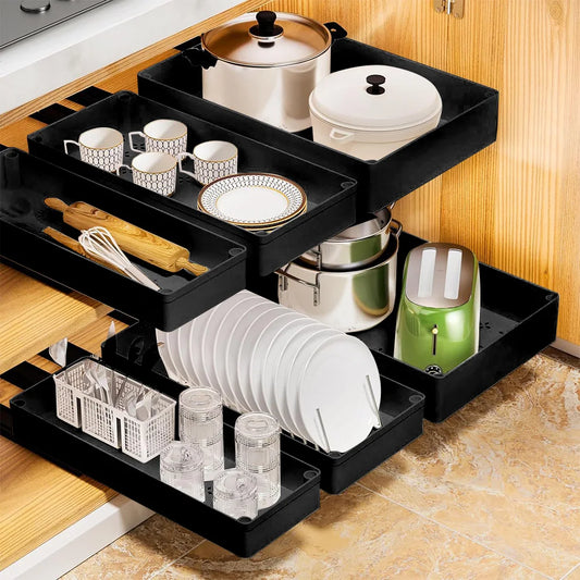 1 3 PCS Pull Out Cabinet Organizer Slide Out Drawers Under Sink Organizer Roll Out Shelves For Home Kitchen Cabinets Pantry