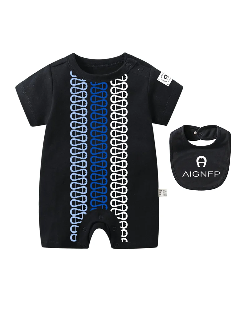 Summer Newborns Jumpsuit %100 Cotton Baby Clothes 2025 New Toddler Boys Rompers Bib scarf Set Infant Soft Short sleeve Bodysuits