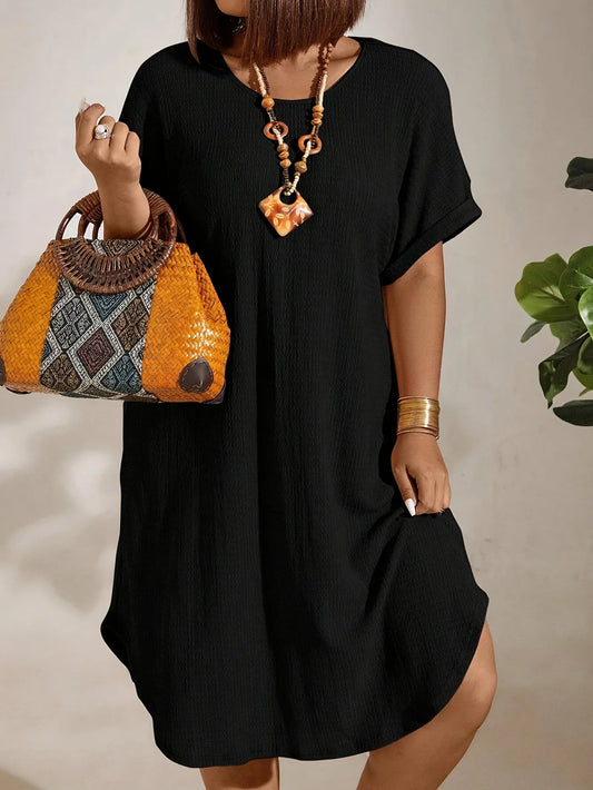 Plus size women's crew neck dress