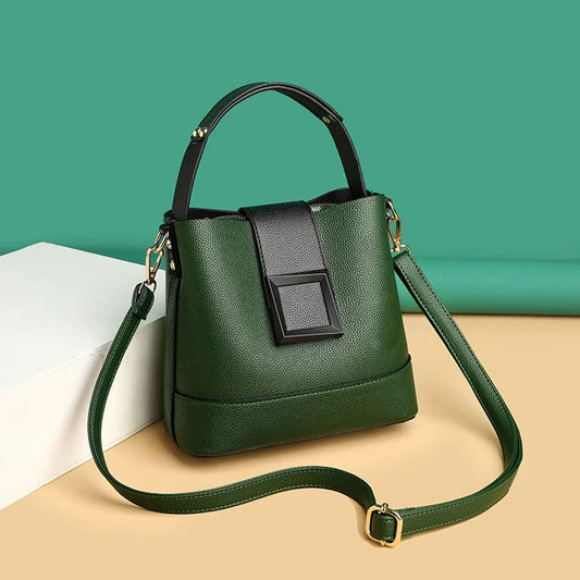 1 Solid Color Simple Pu Decoration Elegant Hand-Held Bucket Bag Buckle Decoration Can Be Replaced with a Crossbody Bag Suitable