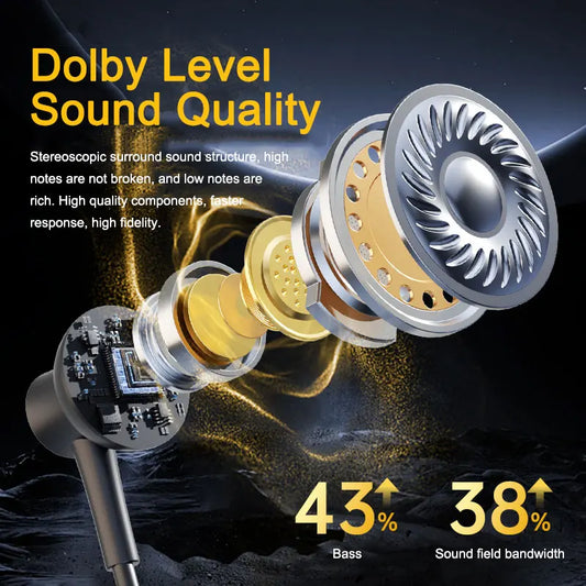 EARDECO 80Hrs Wireless Headphones HD Microphone 5.4 Bluetooth Headphone Waterproof Neckband Bluetooth Earphone Sport Bass Stereo