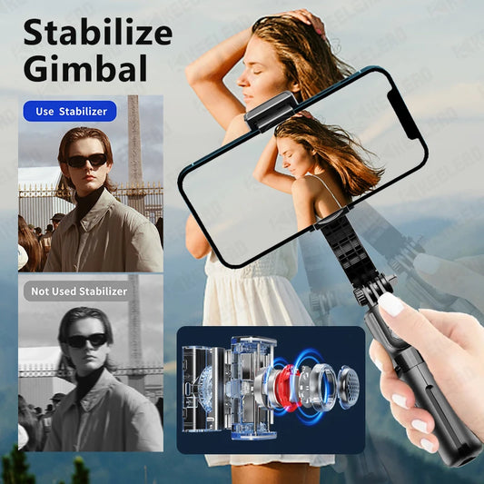 Gimbal Stabilizer Selfie Stick Tripod with Fill Light Bluetooth Wireless Extendable for Samsung IPhone Cellphone Smartphone