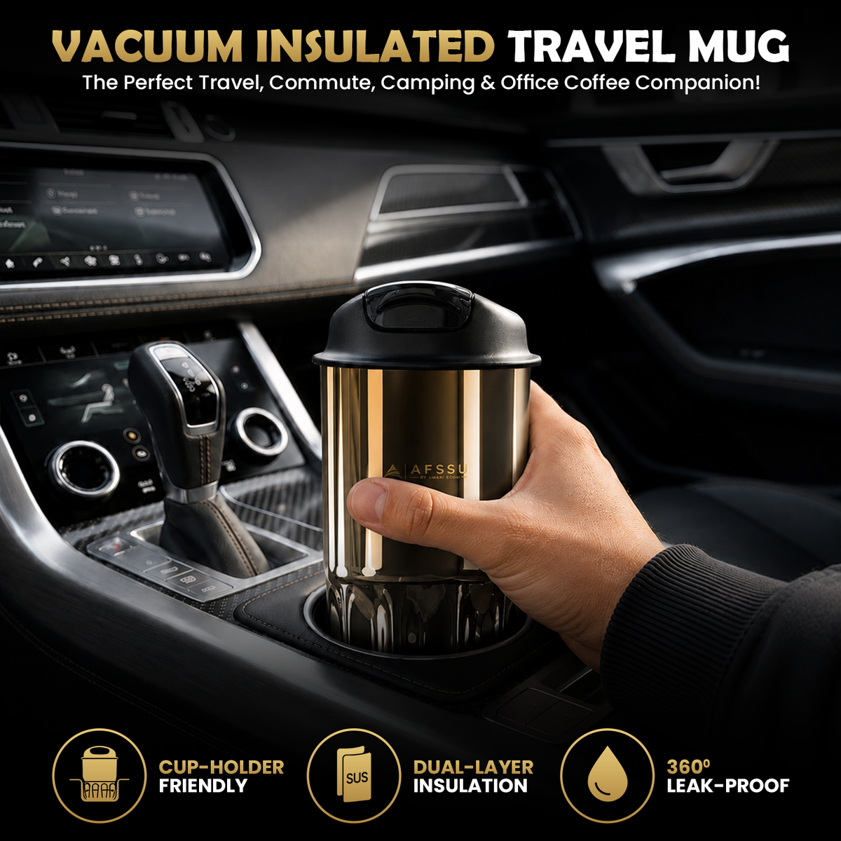 AFSSU 15.2 oz Vacuum Insulated Travel Mug, 316 Stainless Steel,