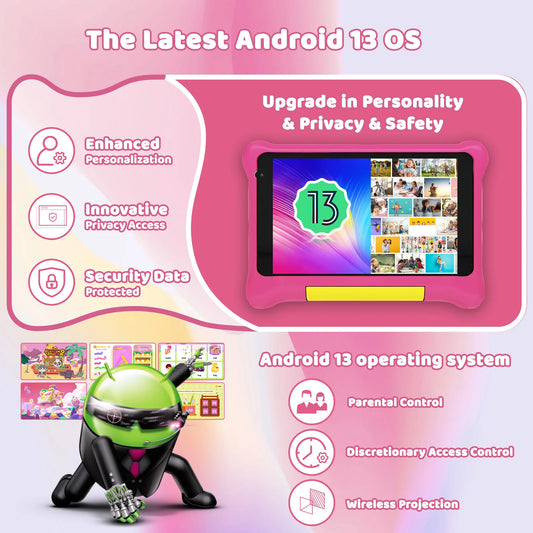 AEEZO 2025 NEW TK707 Kids Tablet 7″ Android 12 Quad Core 5GB+32GB WiFi 5000mAh Battery Dual Camera Children's Gift Kid Software