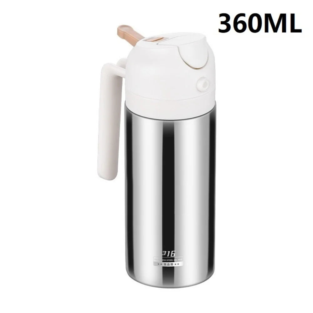 Two-in-one oil dispenser, stainless steel oil spray bottle, can be refilled with portable sprayer, suitable for baking, cooking,