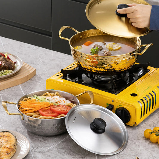Korean Ramen Cooking Pot Suitable for All Stoves Quick Heating Ramyun Kimchi Cooker for Camping Beach Patio Dinner Parties Curry