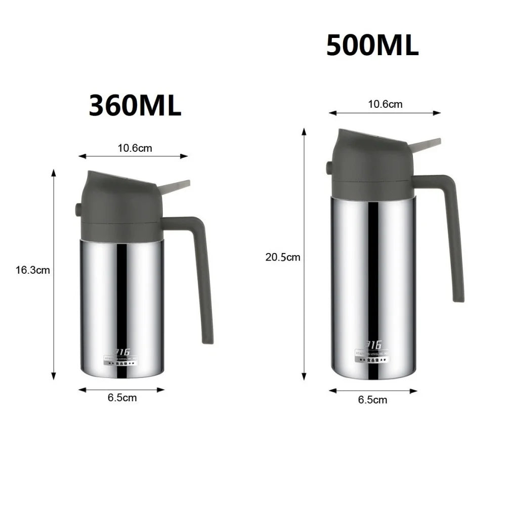 Two-in-one oil dispenser, stainless steel oil spray bottle, can be refilled with portable sprayer, suitable for baking, cooking,